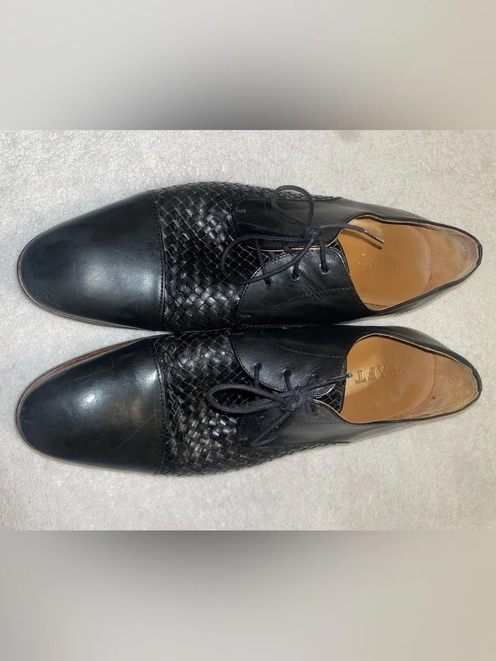 Taft Men's Lucca Black Woven Cap-Toe Derby Oxford Dress Shoes